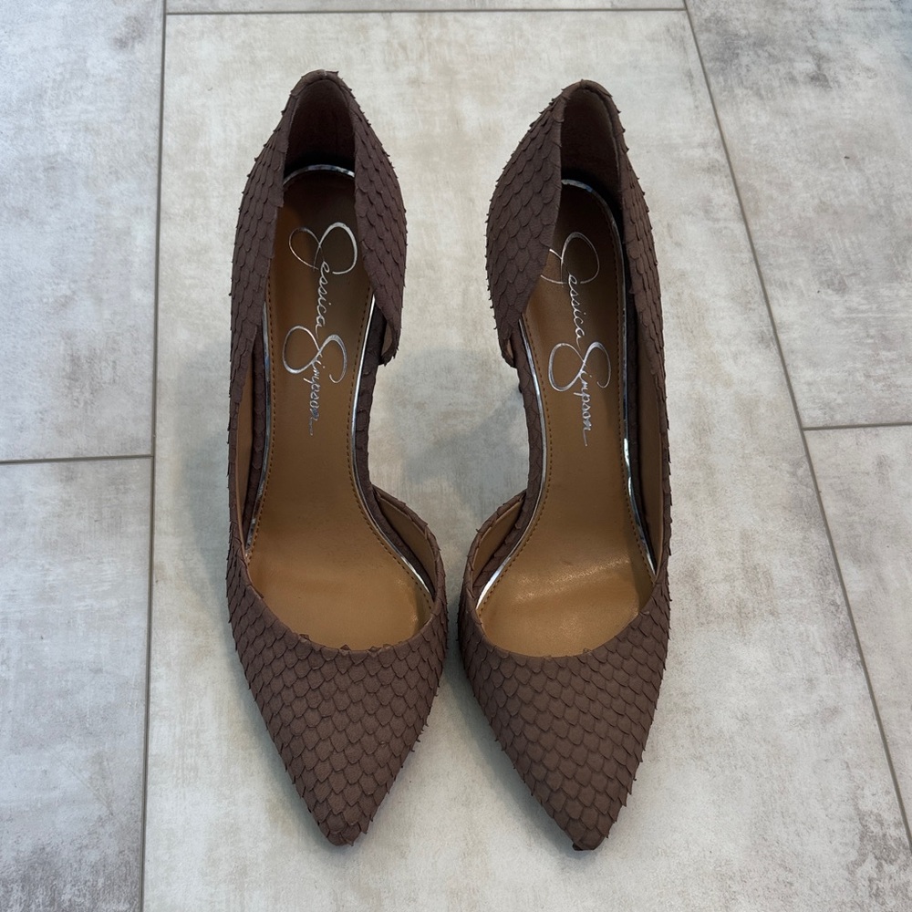 Jessica Simpson Chocolate Textured Heels